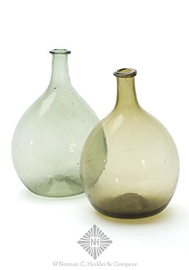 Two Freeblown Chestnut Bottles