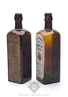 Two "C.A. Richards & Co / 99 Washington St / Boston" Rye Bottles, Form similar to L/P plate 11, row 3, #7