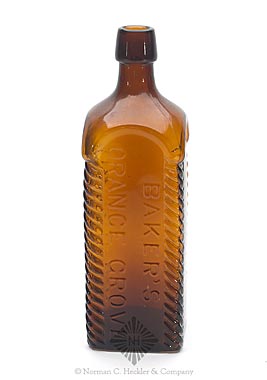 "Baker's / Orange Grove - Bitters" Figural Bottle, R/H #B-9