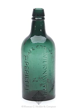 "Pavilion & United States Spring Co / Saratoga / N.Y." - "Pavilion Water / Aperient" Mineral Water Bottle, T #S45B