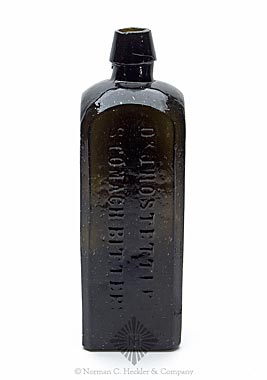 "Dr. J. Hostetter's / Stomach Bitters" Bottle, Similar to R/H #H-194, height varies as does the width, but is more associated with this number than the 195 because of size and color