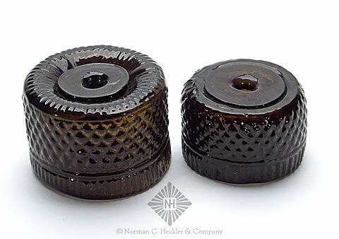 Two Blown Three Mold Geometric Inkwells, GII-16 and GII-18b