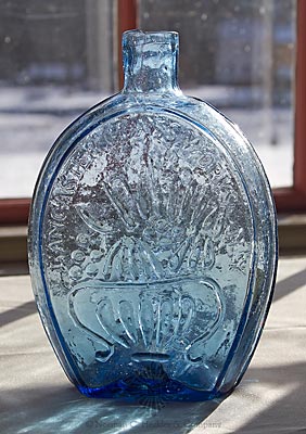 Cornucopia - Urn And "Lancaster Glass. Works N.Y" Pictorial Flask, GIII-16