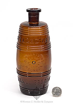 "Distilled In 1848. / Old Kentucky / Bourbon / 1849 / Reserve / A.M. Bininger & Co. 338 Broadway, N.Y." Figural Whiskey Bottle, H #439