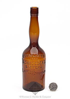 "Schroder's / Bitters / Louisville And Cincinnati / Established / 1845" Figural Bitters Bottle, R/H #S-67