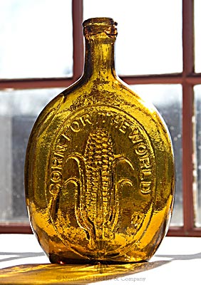 "Baltimore" And Monument - Ear Of Corn And "Corn For The World" Historical Flask, GVI-4