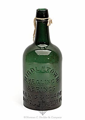 "Middletown / Healing / Springs / Grays & Clark / Middletown. Vt." Mineral Water Bottle, T #V-12