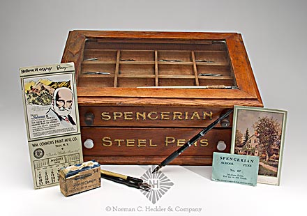 "Spencerian / Steel Pens" Countertop Display And Advertising Box