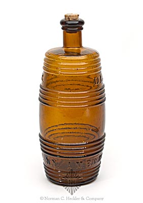 "Distilled In 1848 / Old Kentucky / 1849 / Reserve / Bourbon / A.M. Bininger & Co. 19 Broad St. N.Y." Figural Whiskey Bottle, H #11