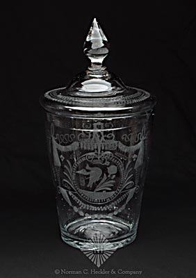 Large Freeblown Engraved Covered Drinking Vessel, Similar in form and construction to AP #42