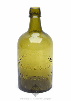 "Vermont Spring / Saxe & Co. / Sheldon, Vt." Mineral Water Bottle, T #V-21A Type 1