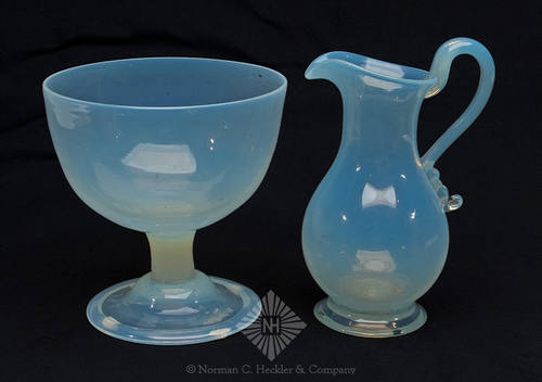 Freeblown Open Sugar Bowl And Creamer