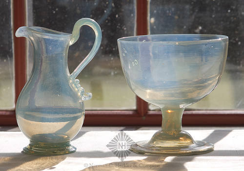 Freeblown Open Sugar Bowl And Creamer