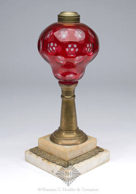 Cut Overlay Oil Lamp, Similar in form and construction to B/K #2351