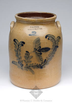 "F.A. Gale. / Galesville N.Y. / 2" Decorated Stoneware Crock