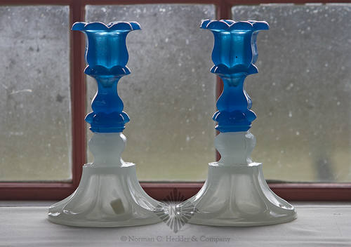 Pair Of Pressed Glass Candlesticks, B/K #4032