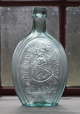 Washington Bust And "Albany Glass Works / Albany / N Y" - Frigate Portrait Flask, GI-28