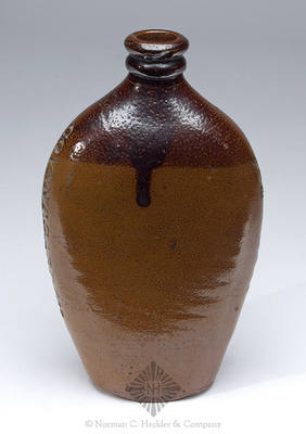 "W. Lawrence / 21. James-St" - "Covent. Garden" Stoneware Flask