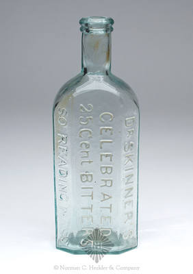 "Dr Skinner's / Celebrated / 25 Cent Bitters / So. Reading Mass" Bitters Bottle, R/H #S-115