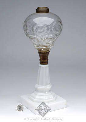 Pressed Glass Oil Lamp, Similar in form and construction to B/K #2286a