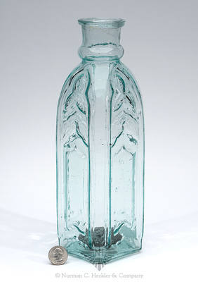 Cathedral Pickle Bottle, Similar in form and construction to Z pg. 455, upper left