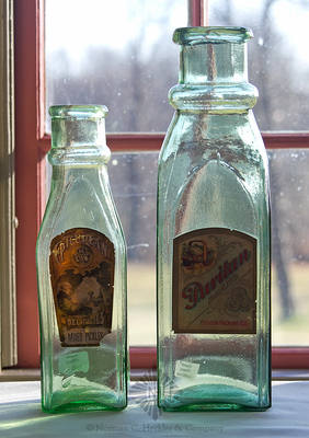 Two Labeled Cathedral Pickle Bottles, Similar in form and construction to Z pg. 454, top right