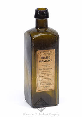 "L.F. Wood's / Diuretic / Remedy" Labeled Medicine Bottle, Similar in form and construction to L/P plate 11, 3rd row, #7