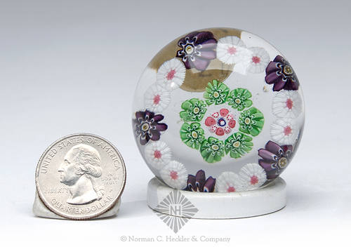 Miniature Antique Clichy Spaced Concentric Millefiori Paperweight