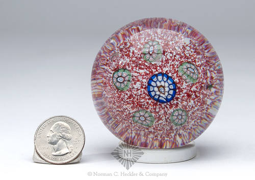 Antique Saint-Louis Spaced Millefiori On Jasper Ground Paperweight