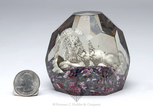 Antique Sulphide Lion Paperweight