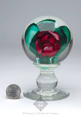 Lampwork Rose Pedestal Paperweight