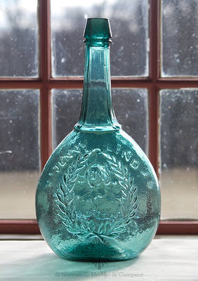 "Jenny Lind" And Bust - "Glass Work's / S. Huffsey" And Factory Portrait Calabash Flask, GI-99