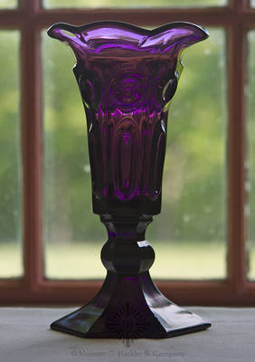 Elongated Loop Pressed Glass Vase, Similar in form and construction to B/K #3037