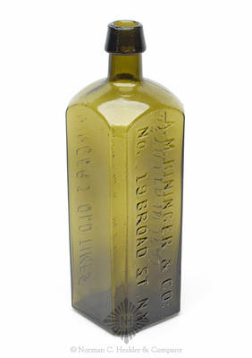 "Bininger's 'Old Times' / Family Rye. / Distilled In 1848 / A.M. Bininger & Co. / No. 19 Broad St, N.Y." Whiskey Bottle, H #159