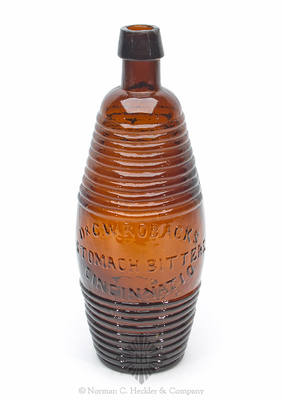 "Dr. C.W. Robacks / Stomach Bitters / Cincinnati. O" Figural Bitters Bottle, R/H #R-73