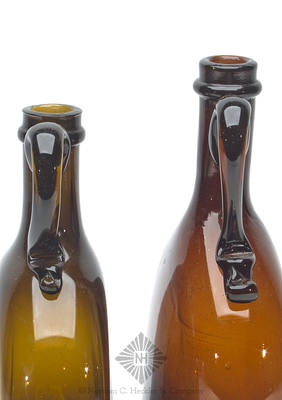 Two Freeblown Handled Whiskey Bottles, Similar in form and construction to MW plate 48, top right