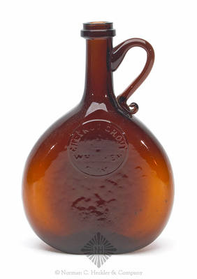 "Chesnut Grove / Whiskey / C.W." Handled Whiskey Jug, Similar to H #1715