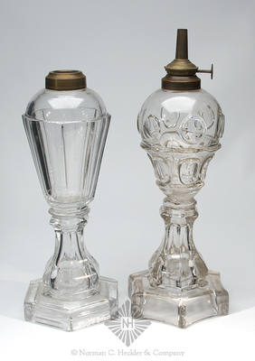 Two Pressed Glass Fluid Lamps, B/K #2092 and #2116