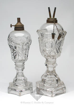 Two Pressed Glass Fluid Lamps, B/K #2161