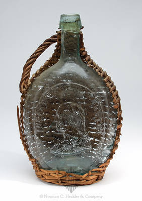 Partially Wicker Covered Washington - Taylor Portrait Flask, GI-42 and similar to MW plate 86, #3