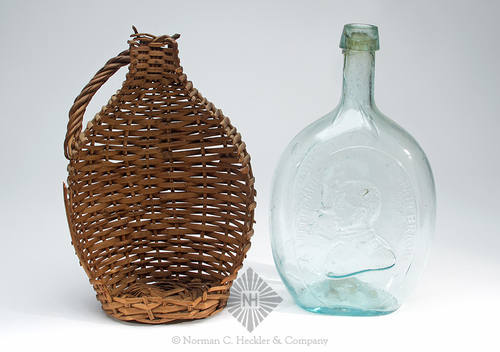 Partially Wicker Covered Washington - Taylor Portrait Flask, GI-42 and similar to MW plate 86, #3