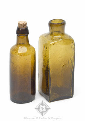 Two Early Utility Bottles, Similar in form and construction to L/P plate 10, #1 and plate 12, row 2, #6