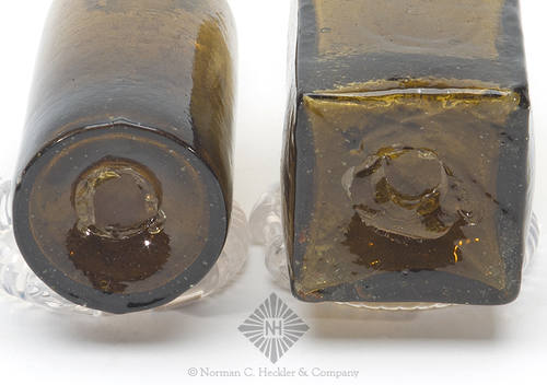 Two Early Utility Bottles, Similar in form and construction to L/P plate 10, #1 and plate 12, row 2, #6