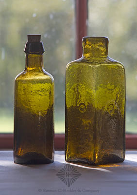 Two Early Utility Bottles, Similar in form and construction to L/P plate 10, #1 and plate 12, row 2, #6