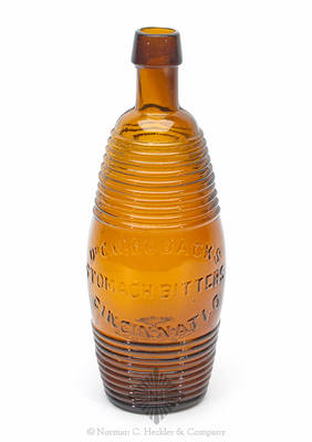 "Dr. C.W. Robacks / Stomach Bitters / Cincinnati. O" Figural Bitters Bottle, R/H #R-74