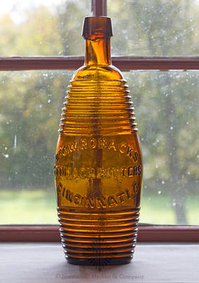 "Dr. C.W. Robacks / Stomach Bitters / Cincinnati. O" Figural Bitters Bottle, R/H #R-74