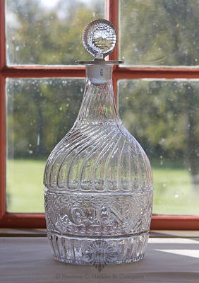 "Gin" Embossed Blown Three Mold DecanterGIII-2 Type 2