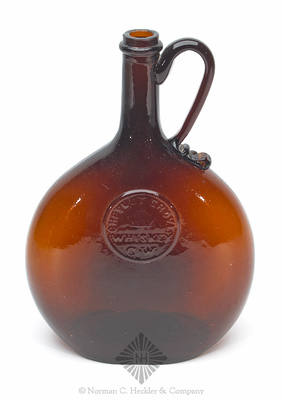 "Chesnut Grove / Whiskey / C.W." Handled Whiskey Jug, Similar to H #1156