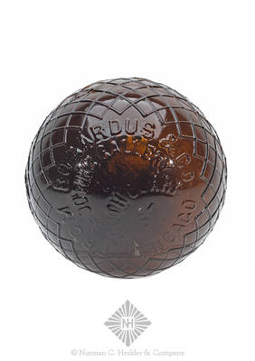 "From Bogardus & Co / Shooting Gallery / 158 / South Clark / St / Chicago" - "Bogardus Glass Ball Patd Apr. 10 77" Target Ball