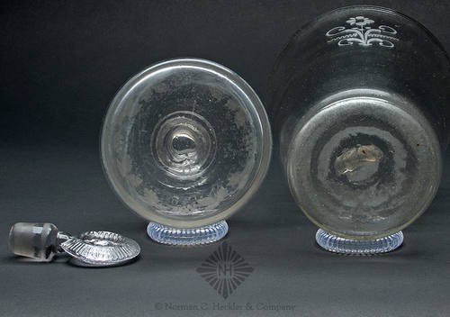 Two Stiegel Type Engraved Glass Items, McK plate 48, #3, Type 23 stopper and McK plate 22, #2